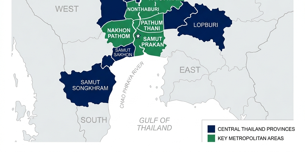 แผนที่ประเทศไทย ภาคกลางตอนล่าง