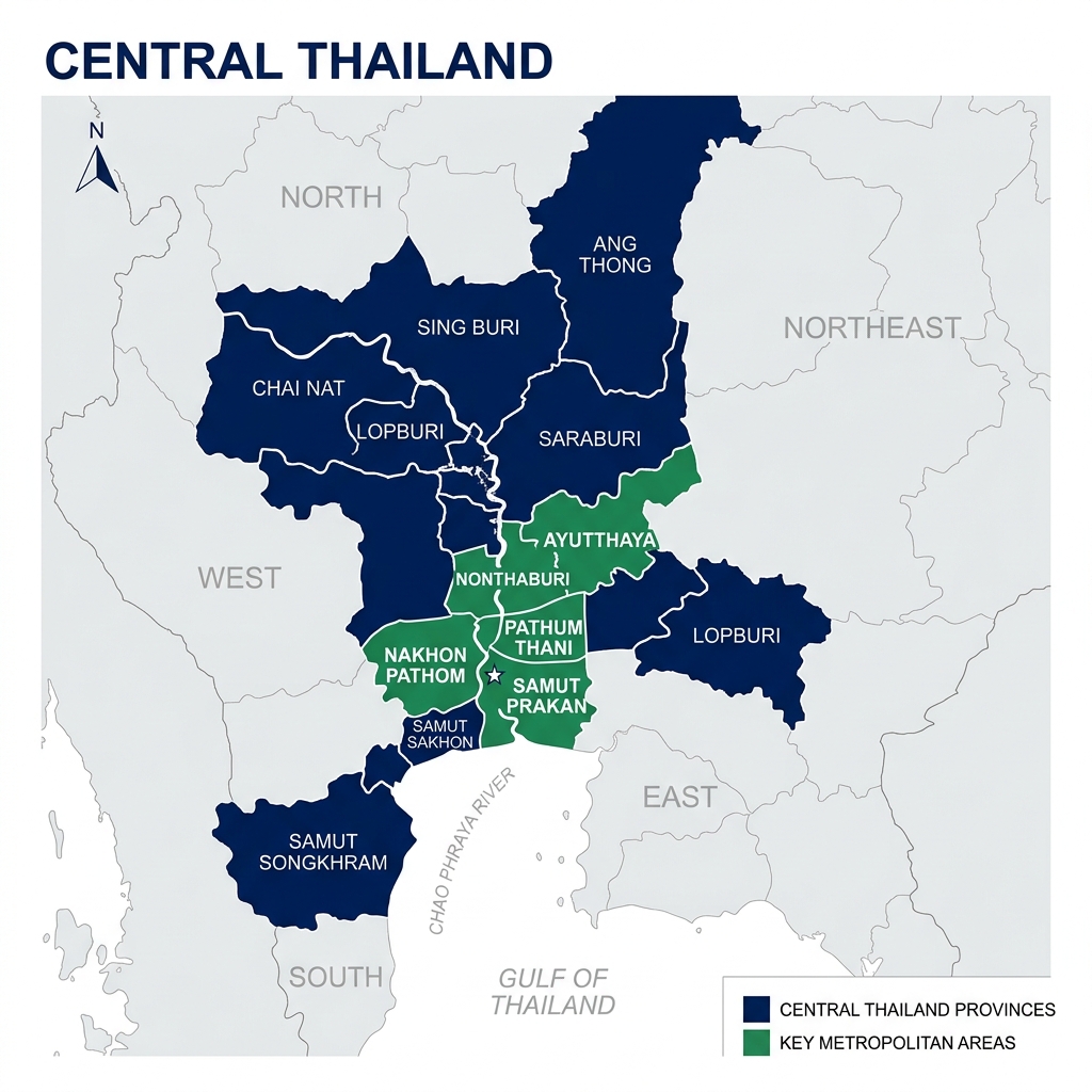 แผนที่ประเทศไทย ภาคกลาง