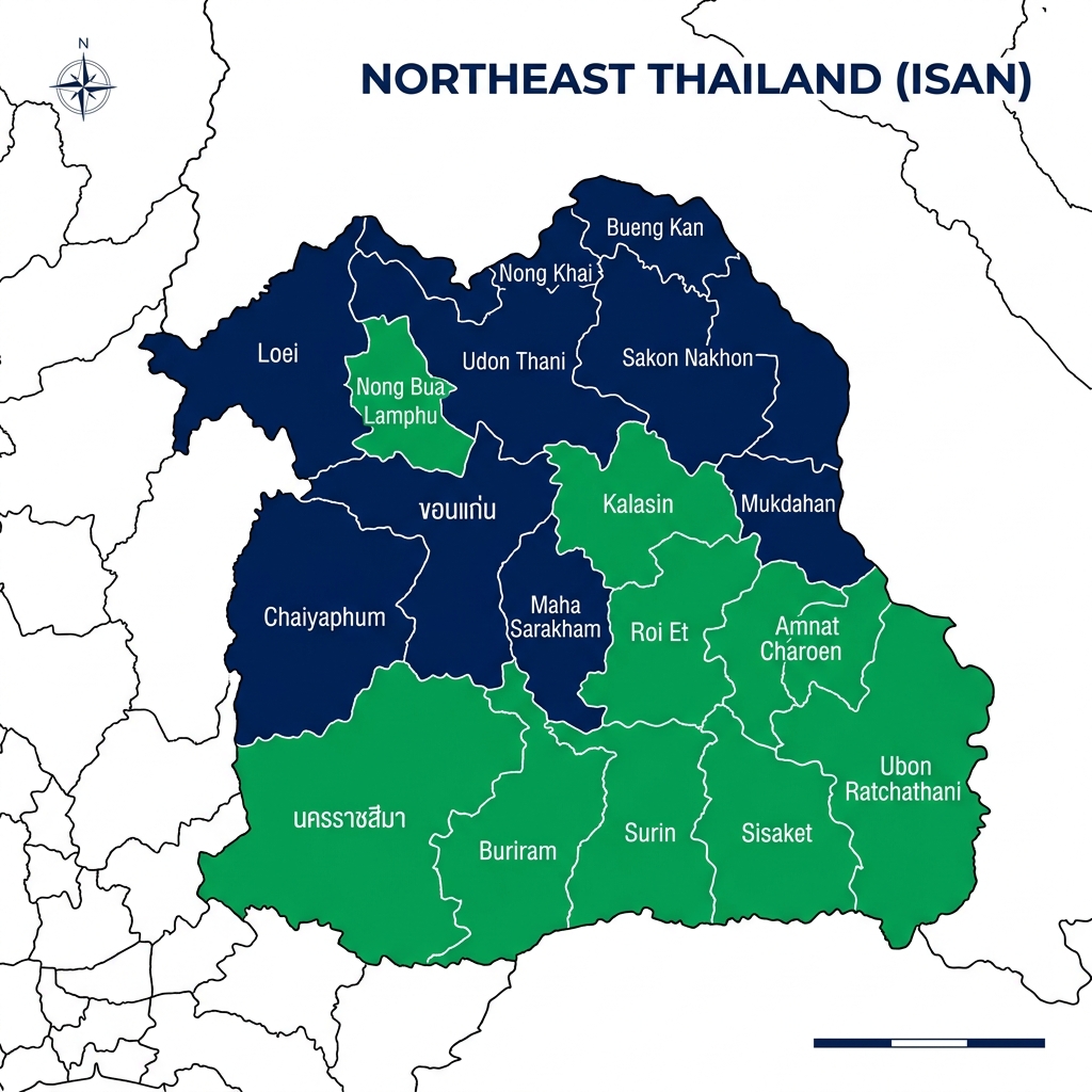 แผนที่ประเทศไทย ภาคอีสาน