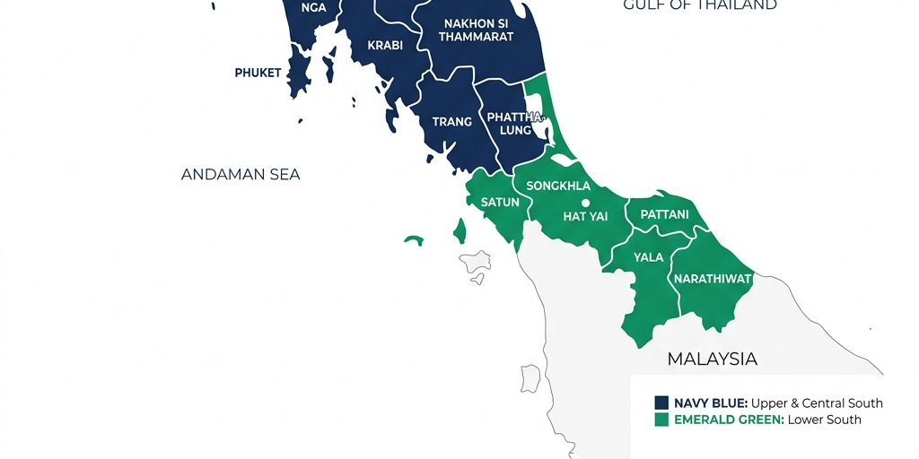 แผนที่ประเทศไทย ภาคใต้ตอนล่าง