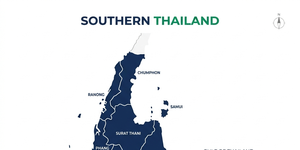 แผนที่ประเทศไทย ภาคใต้ตอนบน