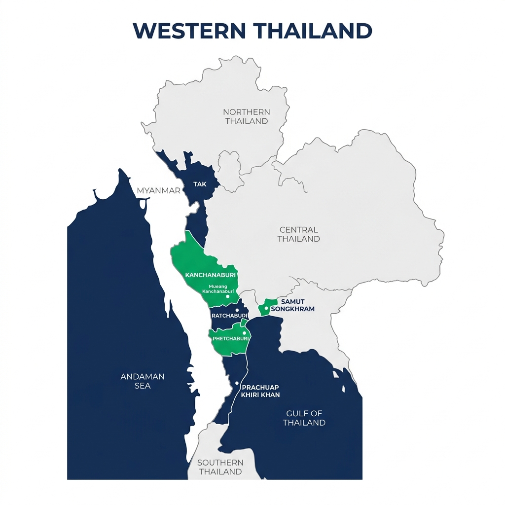 แผนที่ประเทศไทย ภาคตะวันตก